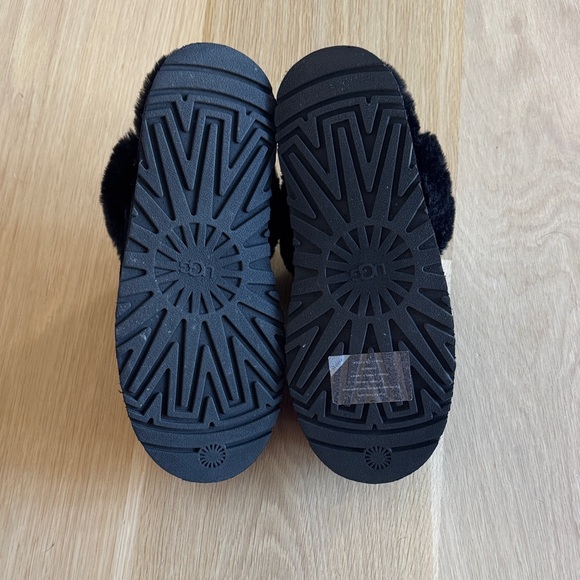 UGG Black Suede Slippers with Plush Lining - Picture 3 of 6